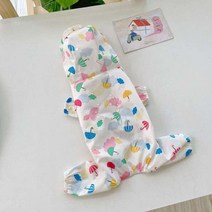 강아지 프릴모자 올인원 레인코트, 화이트