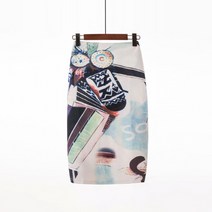 안다로미 유니크프린팅 미디 스커트