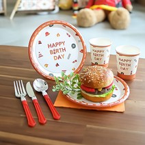 파티해 소방관 생일 파티접시 18cm 20p + 파티컵 20p 세트, 1세트