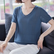 유니제이 여성용 엘로 물결넥 골지 니트