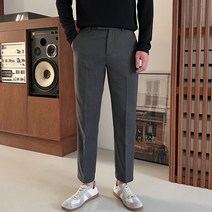 남성용 로댄티 슬림핏 내핑 본딩 스판 슬랙스 일반기모 숏기장