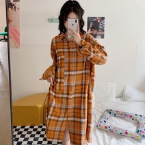 데이즈온샵 루즈핏 체크 셔츠 롱 원피스