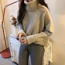 빅걸스토리 여성용 컬러 목폴라 티셔츠 니트