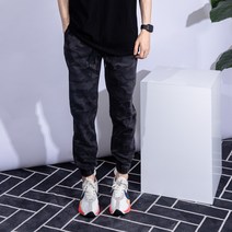 남성용 더간지 카모 조거 밴딩 코튼팬츠