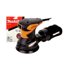 WORX ORANGE 유선 원형 샌더 샌딩기 WX652.1 + 마끼다 샌딩페이퍼 120방, 1세트
