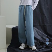 어썸어라운드 여성용 통와이드 밴딩 데님 팬츠