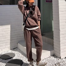 시크폭스 여성용 세인트자수 기모 트레이닝 상하의 세트