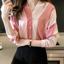 여성용 블랙101 마가스포 노카라 브이넥 셔츠 CH-2316751