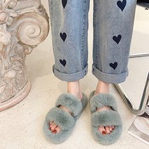 마켓에이 여성용 라인 사무실 털 실내화