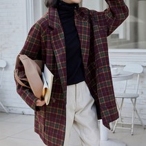 루나걸 여성용 로렌드 오버핏 체크 자켓