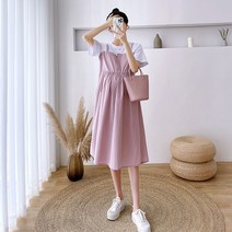 페이크 투피스 편하고 귀여운 단추 멜빵 임산부 원피스
