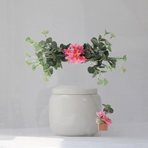 그리너리데이지 납골당리스 + 미니화병, 핑크