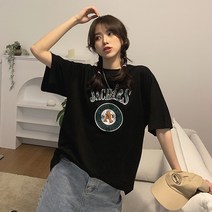 레몬소울 여성용 가튼 프린팅 반팔 티셔츠