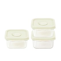 글라스락 렌지쿡 촉촉한 햇밥용기 정사각 코코넛 밀크 440ml, 3개, 용기 3개