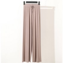 더시럽 여성용 모달 하이웨이스트 와이드 드레이프 10부 팬츠