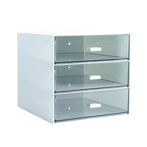 3단 투명 서랍 사각 정리 수납장 RK 632, 블루, 1개