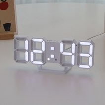 스토리링크 스토리링크 타임캡슐 미니 3D LED 알람 무소음 디지털 전자 탁상 겸 벽시계 SKP-S6111 + 케이블 1.8m + 어댑터, 화이트(시계)