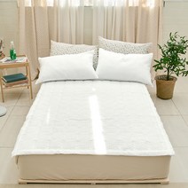 심플럭스 썸머워싱 시어서커 여름 누빔 침대용 고정 밴딩 패드, 화이트