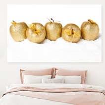 백앤아트 집들이선물 황금 사과그림 풍수 인테리어 캔버스 액자 06 오복 골드사과