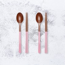 라온누리 옻칠 자연애 우드수저세트, 라이트핑크, 숟가락 2p + 젓가락 2p