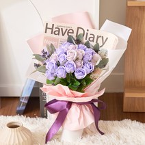 아스파시아 에비히 장미 비누꽃 30p + 그린소재 세트, 라벤더 퍼플