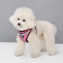 리얼펫 화이트 LED 하네스 강아지 외출 가슴줄, PINK