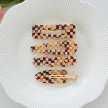 로시끌레르 심플 체크 헤어핀 4종 세트