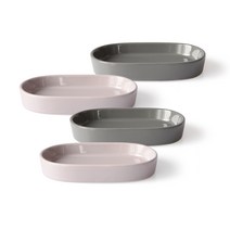 프렐류드 크리미 타원접시 중 차콜 2p + 중 인디핑크 2p, 1세트, 타원접시 4p