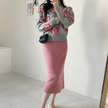 여성용 미니멀 H라인 니트 밴딩 스커트