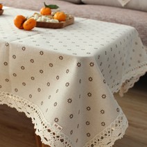 깔끔한 패턴 린넨 식탁보, TYPE3, 140 x 140cm