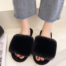 하라몰 여성용 벨벳 퍼 슬리퍼 RP043