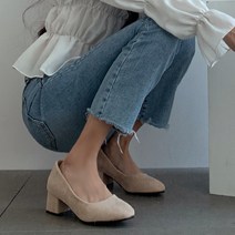 탑모델 라티나 베이직 스퀘어 미들 힐 펌프스