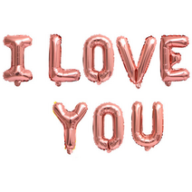 프로포즈 결혼 기념일 이벤트 파티 은박 풍선 세트 I LOVE YOU, 로즈골드, 1세트