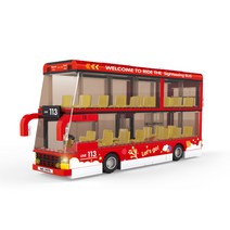 왕지 빨강 2층 관광버스 레고 호환 블록 WG5970, 혼합색상