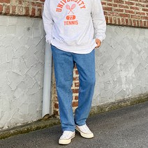 파이브라지 빅사이즈 속밴딩 테이퍼드핏 스판 데님팬츠