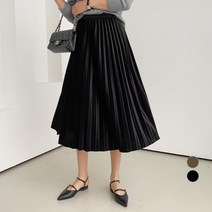 세컨그라운드 여성용 벨벳 플리츠 밴딩 스커트