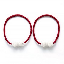 지앤와이 진주알 자석 커튼 타이백, 레드, 2개