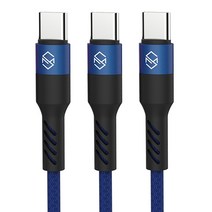 신지모루 로프 C타입 고속충전 케이블, 1m, 블루, 3개