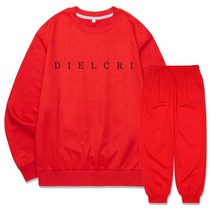 디엘크리 남성용 세리프 빅로고 맨투맨 조거트레이닝 세트