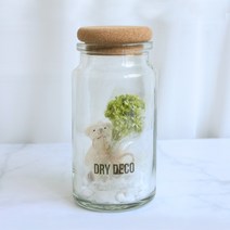 드라이데코 프리저브드 스타플라워 곰돌이 화병 250ml, 그린