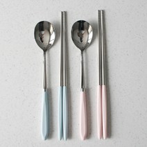 루드 파스텔 수저세트, 베이비핑크, 베이비블루, 숟가락 2p + 젓가락 2p
