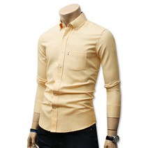 블루포스 남성용 데니드 긴팔 솔리드 무지 셔츠