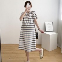 골드팡 반팔 스트라이프 임산부 원피스
