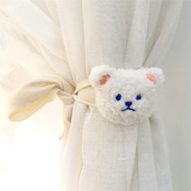 쿼르디 인테리어 귀여운 곰 인형 커튼끈, 화이트, 2개