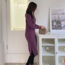 로미스토리 꽃자수 비스코스 니트 원피스