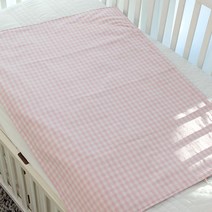 화모베이비 클래식 체크 순면 신생아 방수요, 핑크