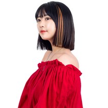 가발위드 스트레이트 컬러 포인트 피스 5p + 트윙클 붙임머리 세트, 다크골드(컬러피스), 랜덤발송(붙임머리), 1세트