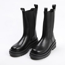 여성용 둥근코 통굽 미들 첼시 부츠 5cm O_BO20