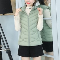 셀레네 여성용 슬림라인 후드 조끼 패딩