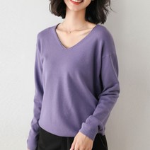 아베크 여성용 V넥 단색 슬리밍 봄 니트